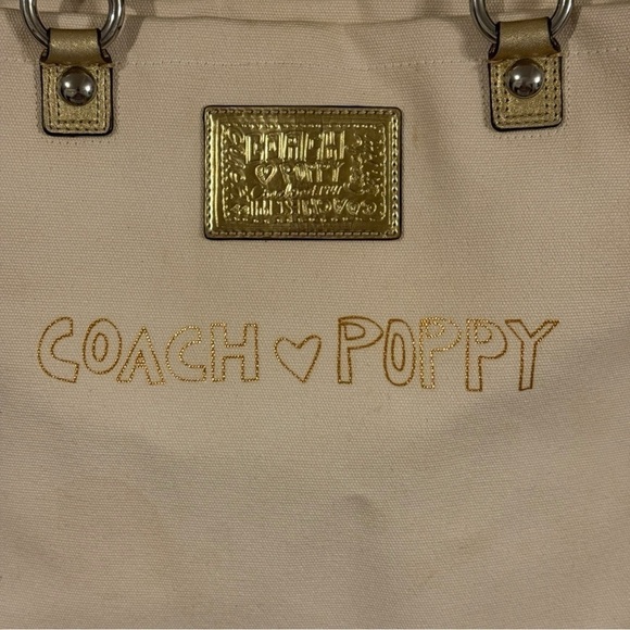 COACH Poppy Goldy Tote Rare Canvas Rhinestone Collectors Edition Y2K - Picture 7 of 14